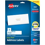 Avery Easy Peel Inkjet Address Labels, 1 x 4, White, 500 Labels Per Pack (8161)