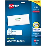 Avery Easy Peel Inkjet Address Labels, 1 1/3 x 4, White, 350 Labels Per Pack (8162)