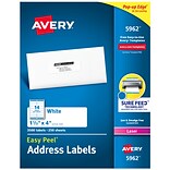 Avery Easy Peel Laser Address Labels, 1 1/3 x 4, White, 3500 Labels Per Pack (5962)