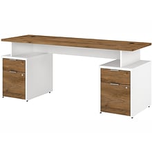 Bush Business Furniture Jamestown 71 Computer Desk Bundle, Fresh Walnut/White (JTN005FWWHSU)