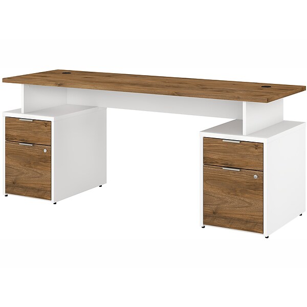 Bush Business Furniture Jamestown 71 Computer Desk Bundle, Fresh Walnut/White (JTN005FWWHSU)