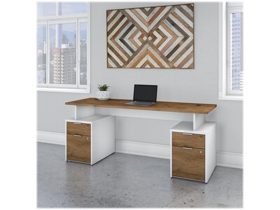 Bush Business Furniture Jamestown 71" Computer Desk Bundle, Fresh Walnut/White (JTN005FWWHSU)