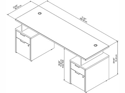 Bush Business Furniture Jamestown 71" Computer Desk Bundle, Fresh Walnut/White (JTN005FWWHSU)