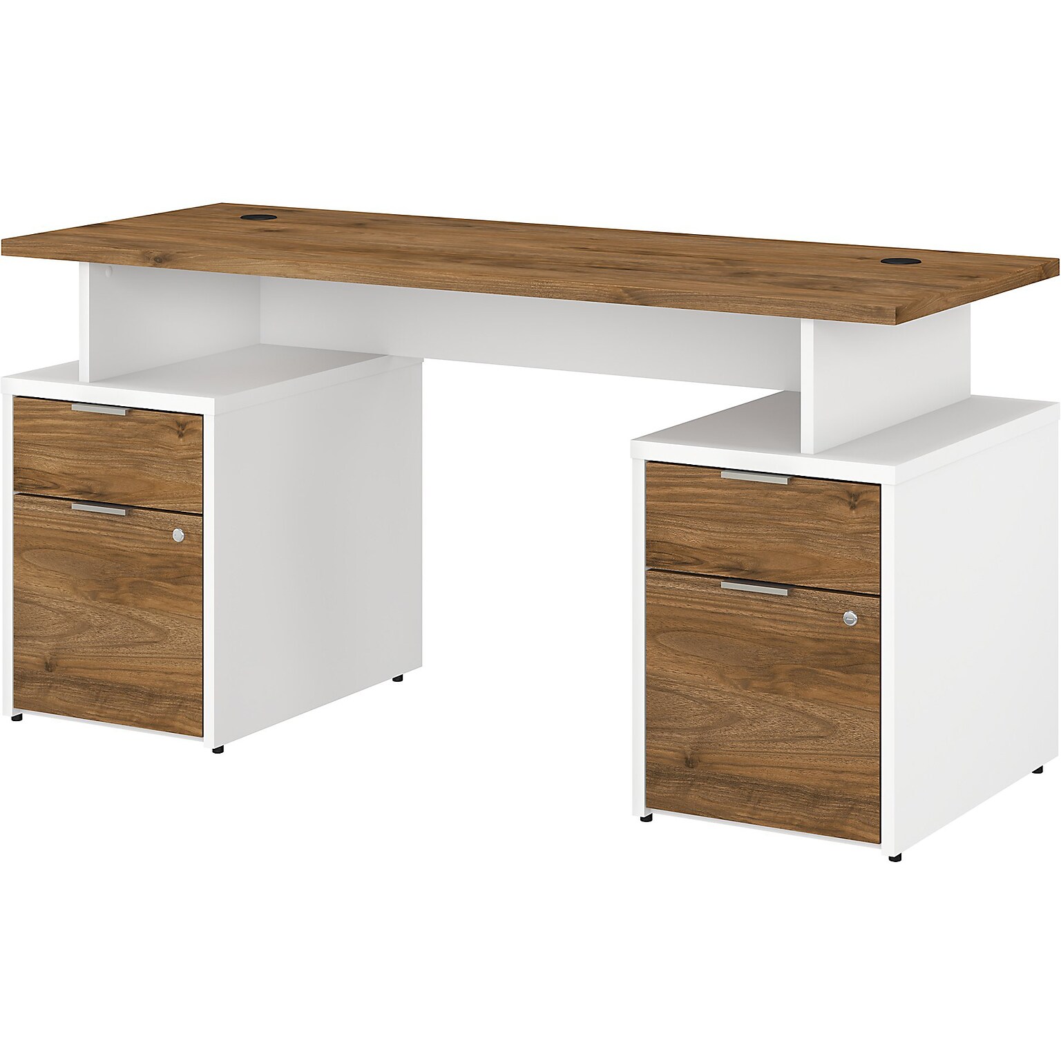 Bush Business Furniture Jamestown 60W Desk with 4 Drawers, Fresh Walnut/White (JTN017FWWHSU)