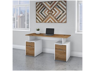 Bush Business Furniture Jamestown 60"W Desk with 4 Drawers, Fresh Walnut/White (JTN017FWWHSU)