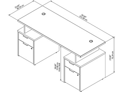 Bush Business Furniture Jamestown 60"W Desk with 4 Drawers, Fresh Walnut/White (JTN017FWWHSU)