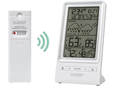 La Crosse Technology Indoor/Outdoor Tabletop Weather Station, Digital, White (308-1415FCT)