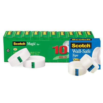 FREE Wall Safe Tape w/ Scotch® Magic™ Tape Refiill, Invisible, 3/4 x 27.77 yds., 12 Rolls