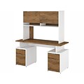 Bush Business Furniture Jamestown 60 Computer Desk with Four Drawers and Hutch, Fresh Walnut/White (JTN018FWWHSU)