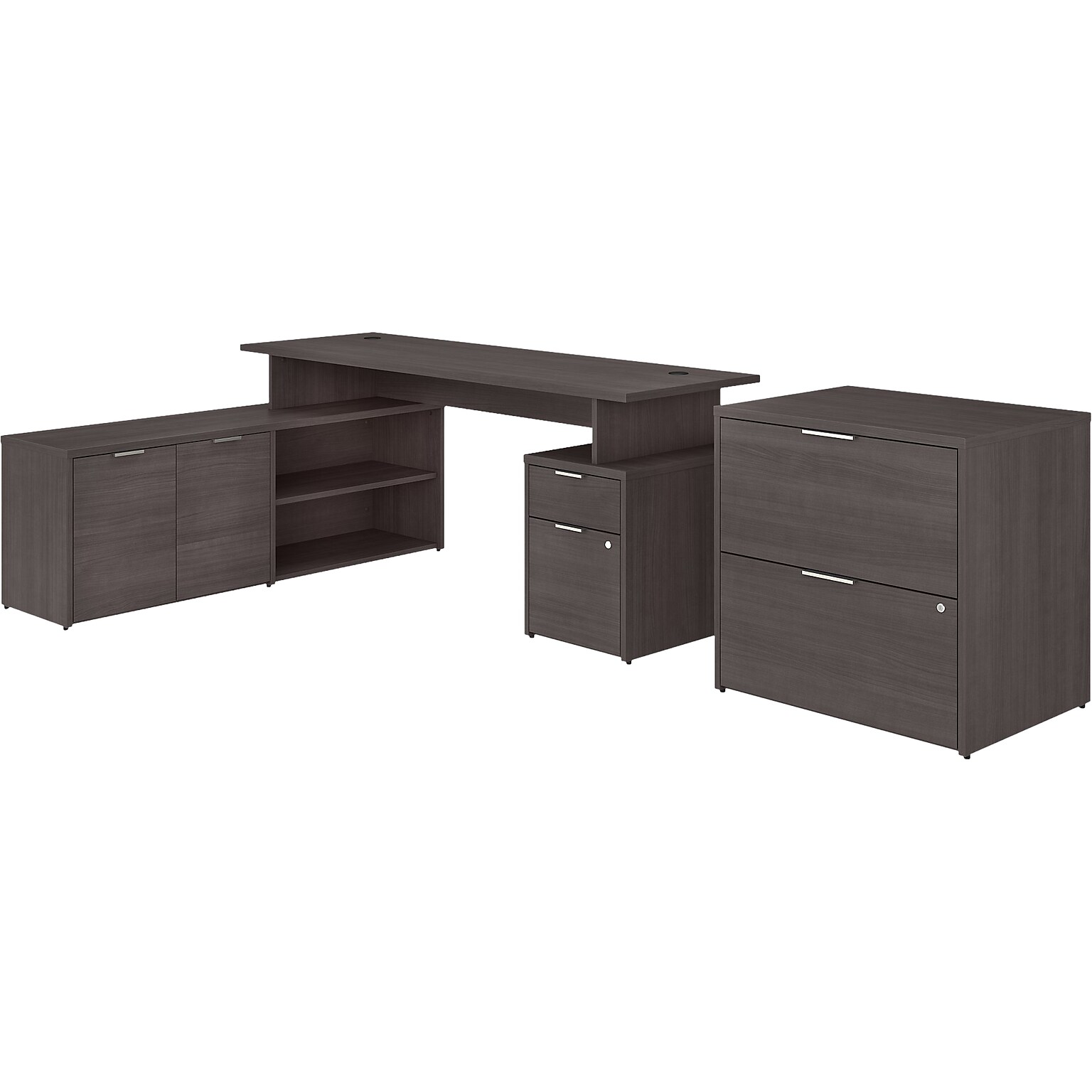 Bush Business Furniture Jamestown 72W L Shaped Desk with Drawers and Lateral File Cabinet, Storm Gray (JTN010SGSU)