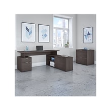 Bush Business Furniture Jamestown 72W L Shaped Desk with Drawers and Lateral File Cabinet, Storm Gr