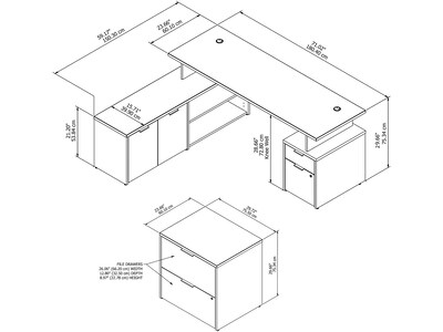 Bush Business Furniture Jamestown 72"W L Shaped Desk with Drawers and Lateral File Cabinet, Storm Gray (JTN010SGSU)