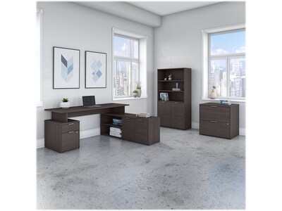 Bush Business Furniture Jamestown 72W L Shaped Desk with Lateral File Cabinet and 5 Shelf Bookcase,