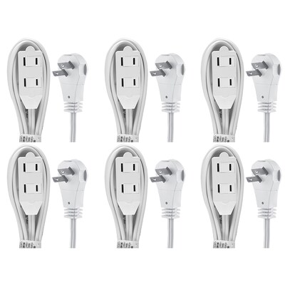 GE 2-Outlet Wall Hugger Extension Cord, 6ft., 6 Pack (50360)