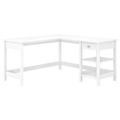 Bush Furniture Broadview 60W L Shaped Computer Desk with Storage, Pure White (BDD260WH-03)