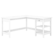 Bush Furniture Broadview 60W L Shaped Computer Desk with Storage, Pure White (BDD260WH-03)