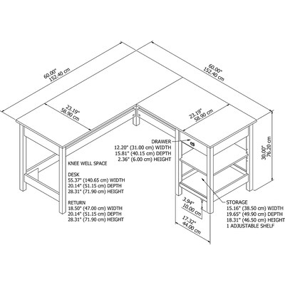 Bush Furniture Broadview 60"W L Shaped Computer Desk with Storage, Pure White (BDD260WH-03)