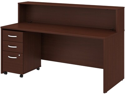 Bush Business Furniture Studio C 71 Reception Desk with Shelf and Mobile File Cabinet, Harvest Cherry (STC041CSSU)