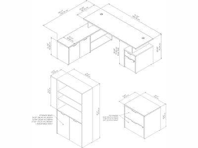 Bush Business Furniture Jamestown 71" L-Shaped Desk Bundle, Fresh Walnut/White (JTN011FWWHSU)