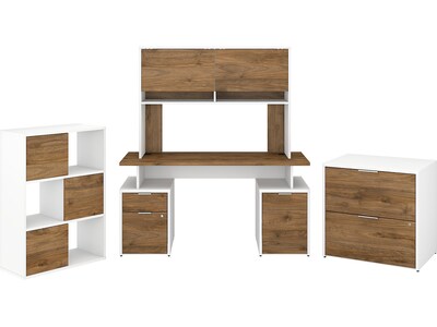 Bush Business Furniture Jamestown 60 Computer Desk Bundle, Fresh Walnut/White (JTN020FWWHSU)