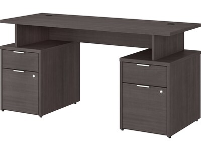 Bush Business Furniture Jamestown 60W Desk with 4 Drawers, Storm Gray (JTN017SGSU)