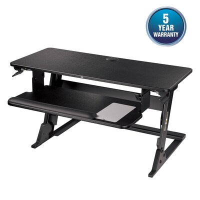 3M™ Precision Standing Desk 35"W Manual Adjustable Desk Riser with Gel Wrist Rest and Precise™ Mouse Pad, Black (SD60B7)