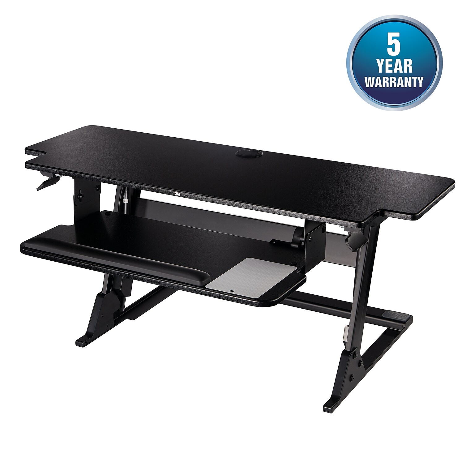 3M Precision XL Standing Desk, 42” W, Adjustable Desk Riser with Gel Wrist Rest and Precise Mouse Pad, Black (SD70B)