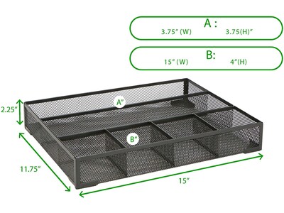 Mind Reader Mesh Drawer Organizer, Black, 2/Set (2DEER-BLK)