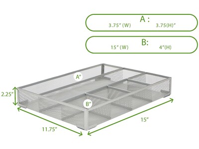 Mind Reader Mesh Drawer Organizer, Silver, 2/Set (2DEER-SIL)