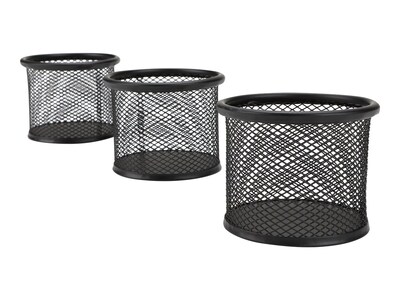 Mind Reader Network Collection Stackable Wire Mesh Pen Cup, Black, 3/Pack (CLIPMESH3-BLK)