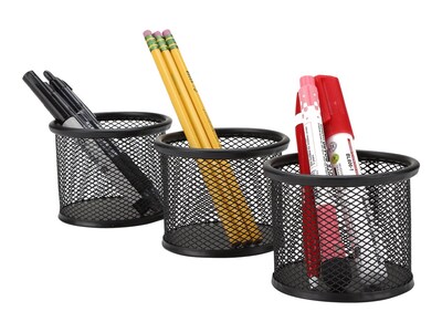 Mind Reader Network Collection Stackable Wire Mesh Pen Cup, Black, 3/Pack (CLIPMESH3-BLK)