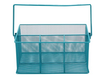 Mind Reader 4-Compartment Metal Organizer Holder Desk Organizer, Turquoise (MESHBASKET-TUR)