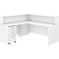 Bush Business Furniture Studio C 71 L-Shaped Reception Desk with Shelf and Mobile File Cabinet, White (STC040WHSU)