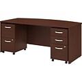 Bush Business Furniture Studio C 71 Computer Bow Front Desk with Mobile File Cabinets, Harvest Cherry (STC012CSSU)