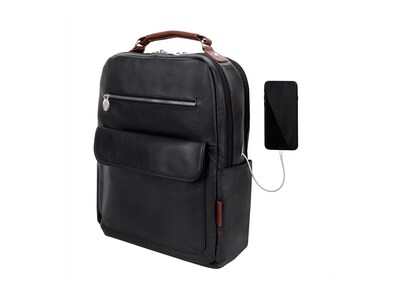 McKlein U Series Logan Laptop Backpack, Black Leather (19082)