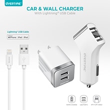 Overtime 3PC Kit Lightning Charging Kit/Bundle for iPhone/iPad/iPod Touch, White (DAC3IN1)