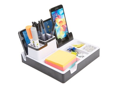 Mind Reader Foundation Collection 8-Compartment Plastic Accessory Holder, Black/White (USBORG-BLK)