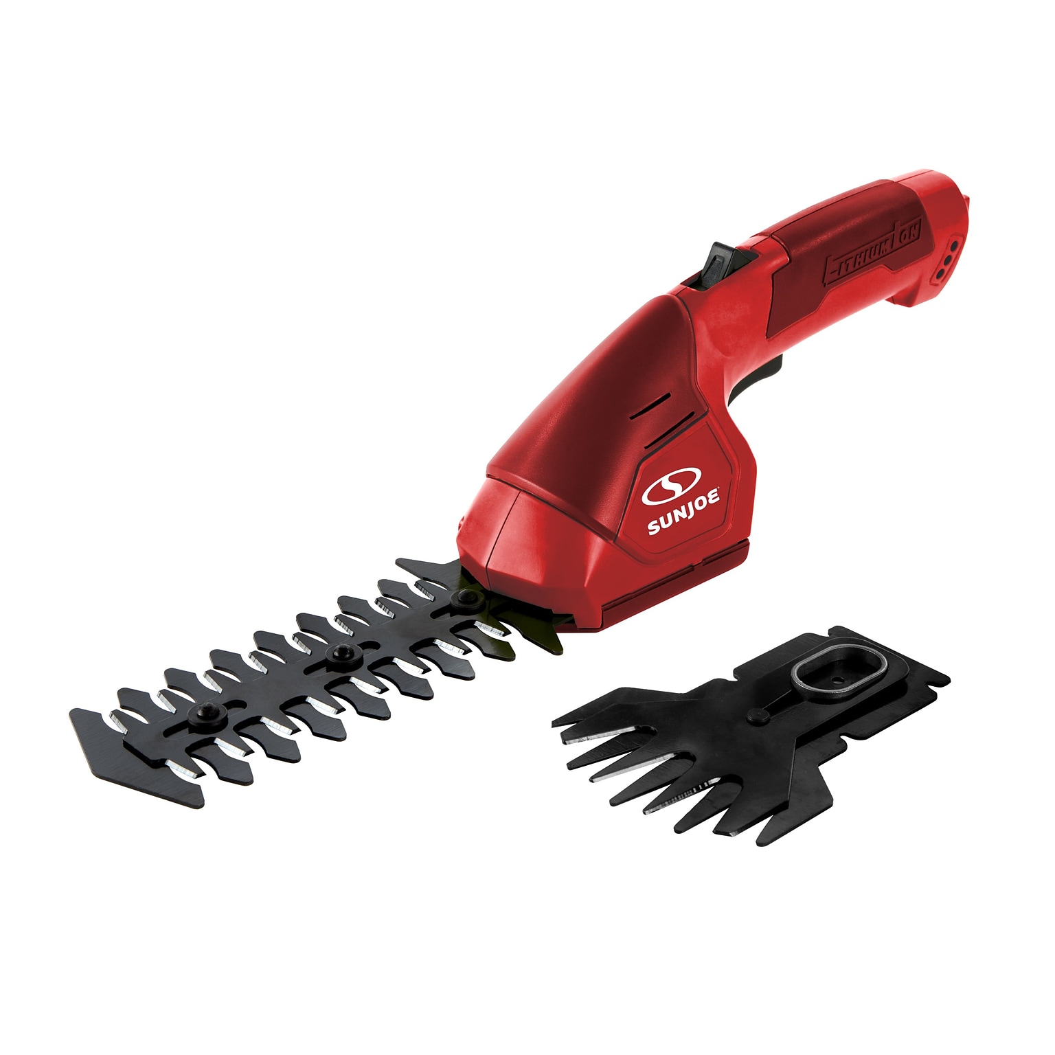 Sun Joe 7.2 V Cordless 2-In-1 Grass Shear and Hedge Trimmer, Red (HJ604C-RED)