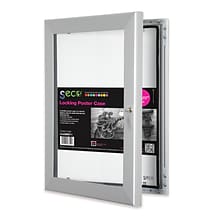 Seco® Locking Indoor/Outdoor Poster Case Shatterproof Rustproof, 8.5 x 11, Silver (LCASE8511)