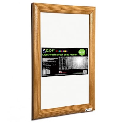 Seco® Front Load Easy Open Snap Poster Frame, 24 x 36, Light Wood (SN2436LW)