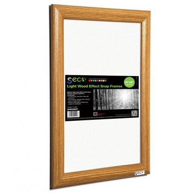 Seco® Front Load Easy Open Snap Poster Frame, 24 x 36, Light Wood (SN2436LW)