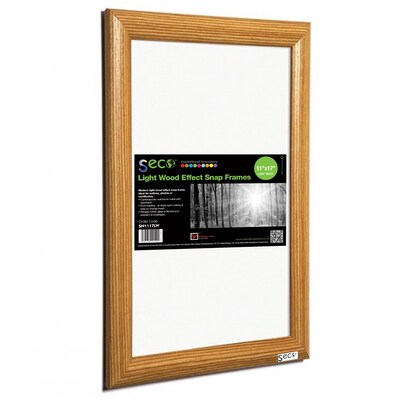 Seco® Front Load Easy Open Snap Poster Frame, 11 x 17, Light Wood Effect (SN1117LW)