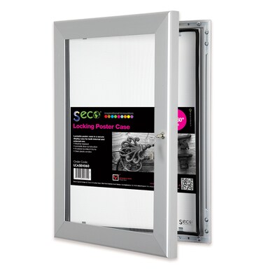 Seco® Locking Indoor/Outdoor Poster Case Shatterproof Rustproof, 40"x 60", Silver (LCASE4060)
