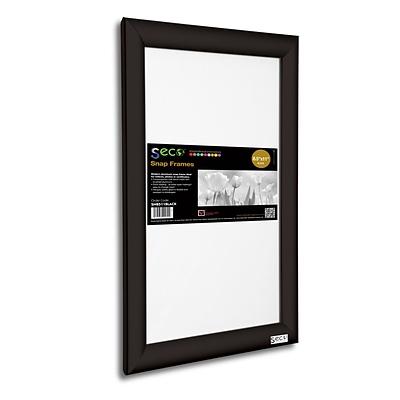 Seco® Front Load Easy Open Snap Poster Frame, 8.5 x 11, Black Aluminum (SN8511BLACK)