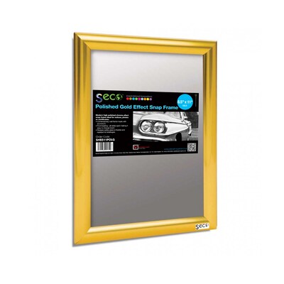 Seco® Front Load Easy Open Snap Poster Frame, 8.5" x 11", Polished Gold Effect (SN8511POLG)