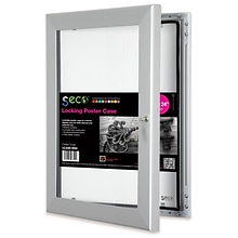Seco® Locking Indoor/Outdoor Poster Case Shatterproof, 18x 24,  Silver (LCASE1824)