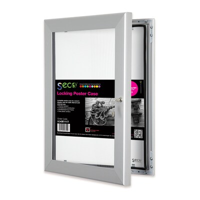 Seco Locking Indoor/Outdoor Poster Case Shatterproof Rustproof, 11"x17",  Silver (LCASE1117)