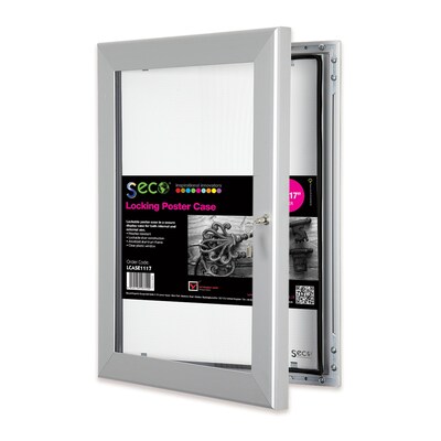 Seco Locking Indoor/Outdoor Poster Case Shatterproof Rustproof, 11x17,  Silver (LCASE1117)