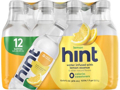 Hint Lemon Flavored Water 16 Fl. Oz., 12/Carton (02136)