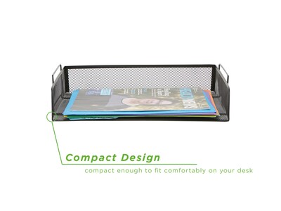 Mind Reader Stackable Side Loading Letter Tray, Black Metal, 2/Pack (DSTACK2-BLK)